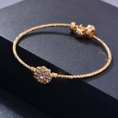 Zircon Bracelet Flower Shape Girls Accessories Holiday Gift