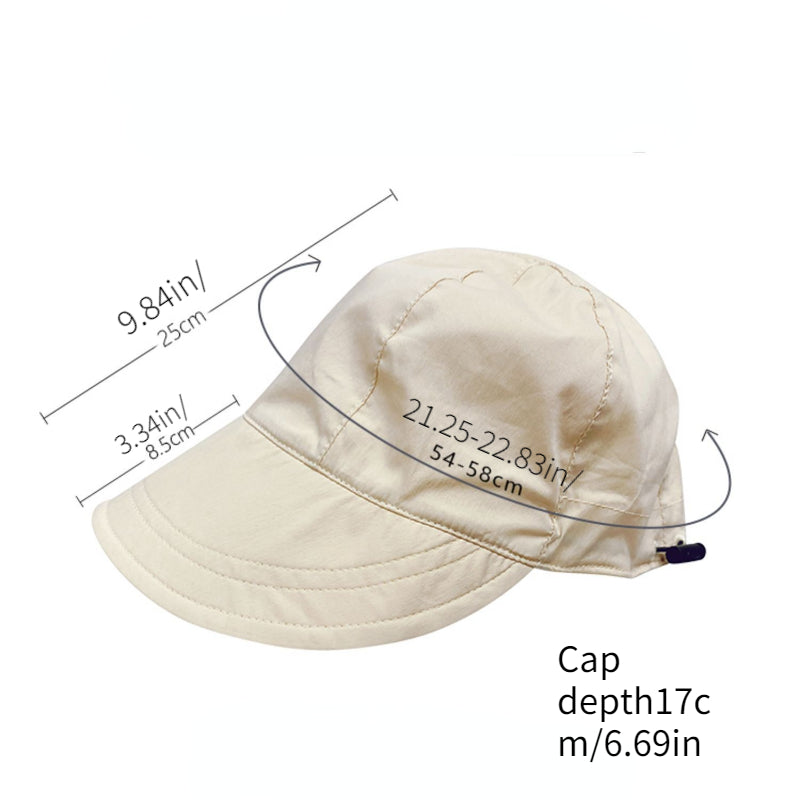 Adjustable Drawstring Wide Brim Baseball Cap Lightweight Sun Hat