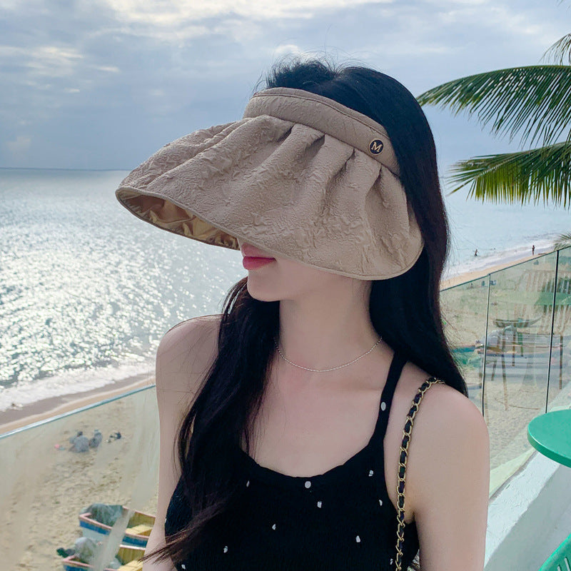 Embossed Visor Hat Wide Brim Shell Sun Hat UV Protection
