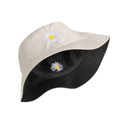 Embroidery Bucket Hat Cotton Fisherman Cap Strawberry Daisy
