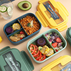 1100ml Double Layer Bento Box with Spoon and Tableware Microwave Safe