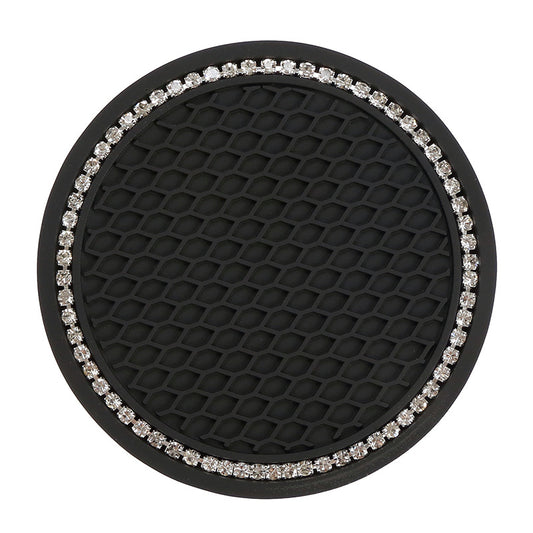 2pcs Sparkly Car Cup Coasters 6 2 75inch Anti Slip & Crystal Rhinestone