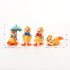 4pcs Mini Resin Ducks Statue Figurines for Garden Decor