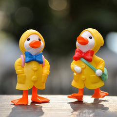 4pcs Mini Resin Ducks Statue Figurines for Garden Decor