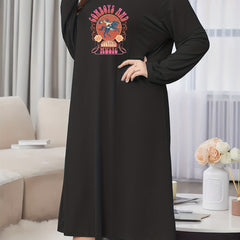 Western Style Lounge Dress Women's Plus Cowboy & Art Letter Print