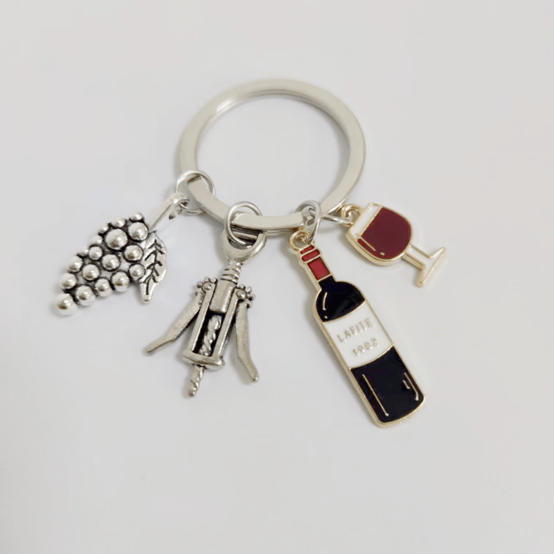 Red Wine Grape Glass Bottle Opener Key Ring Bar Party Holiday Gift
