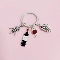 Red Wine Grape Glass Bottle Opener Key Ring Bar Party Holiday Gift