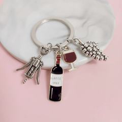 Red Wine Grape Glass Bottle Opener Key Ring Bar Party Holiday Gift
