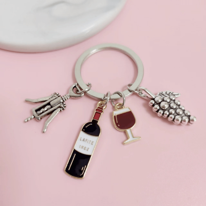 Red Wine Grape Glass Bottle Opener Key Ring Bar Party Holiday Gift