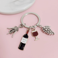 Red Wine Grape Glass Bottle Opener Key Ring Bar Party Holiday Gift