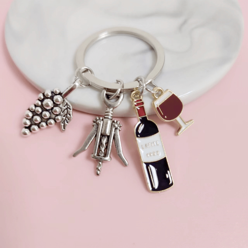 Red Wine Grape Glass Bottle Opener Key Ring Bar Party Holiday Gift