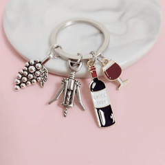 Red Wine Grape Glass Bottle Opener Key Ring Bar Party Holiday Gift