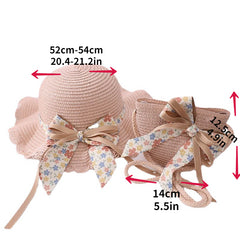 Casual Bowknot Sun Protection Straw Hat Bag Hair Accessories