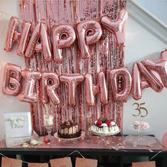 13pcs Happy Birthday Rose Golden Balloon Banner Set Party Decoration Supplies