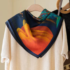 Palace Print Neckerchief Chinese Silk Square Scarf
