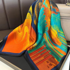 Palace Print Neckerchief Chinese Silk Square Scarf