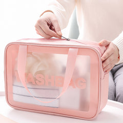 3 Packs PU Transparent Makeup Wash Bag Large capacity Pvc Bath Bag
