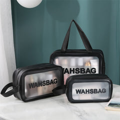 3 Packs PU Transparent Makeup Wash Bag Large capacity Pvc Bath Bag