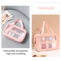 3 Packs PU Transparent Makeup Wash Bag Large capacity Pvc Bath Bag