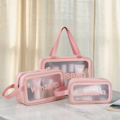 3 Packs PU Transparent Makeup Wash Bag Large capacity Pvc Bath Bag