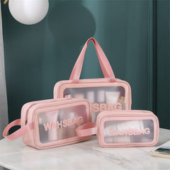 3 Packs PU Transparent Makeup Wash Bag Large capacity Pvc Bath Bag