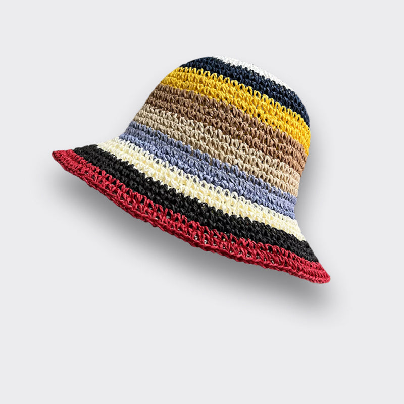 Rainbow Crochet Straw Bucket Hat Wide Brim Sun Hat LGBT Pride