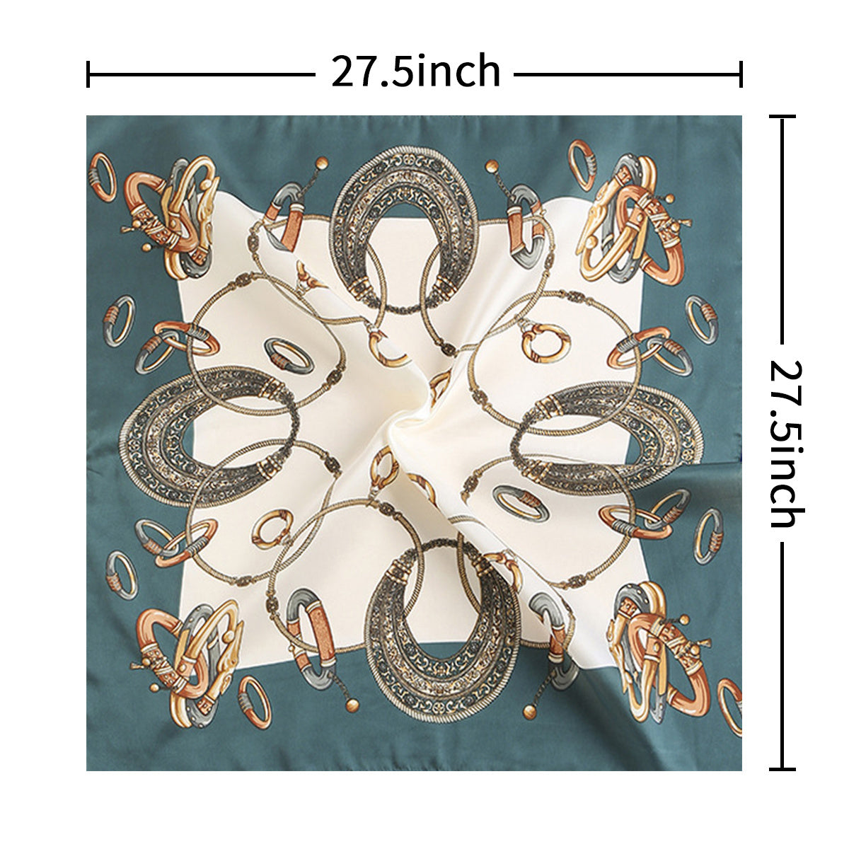 Classic Chain Print Vintage Neckerchief Silk Square Scarf Windproof Bandana