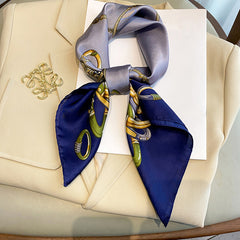 Classic Chain Print Vintage Neckerchief Silk Square Scarf Windproof Bandana