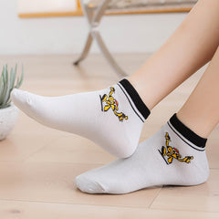 5 Pairs Cartoon Print Socks Funny Women's Ankle Stockings
