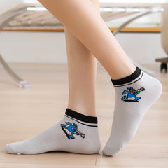 5 Pairs Cartoon Print Socks Funny Women's Ankle Stockings