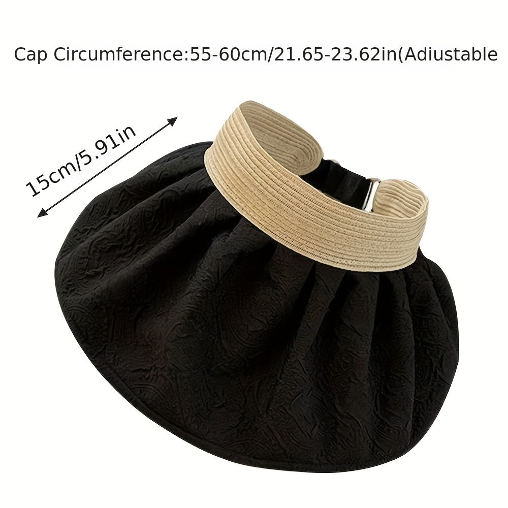 Wide Brim Visor Hat Solid Casual Sunscreen Travel Beach Hat UV Protection
