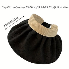 Wide Brim Visor Hat Solid Casual Sunscreen Travel Beach Hat UV Protection