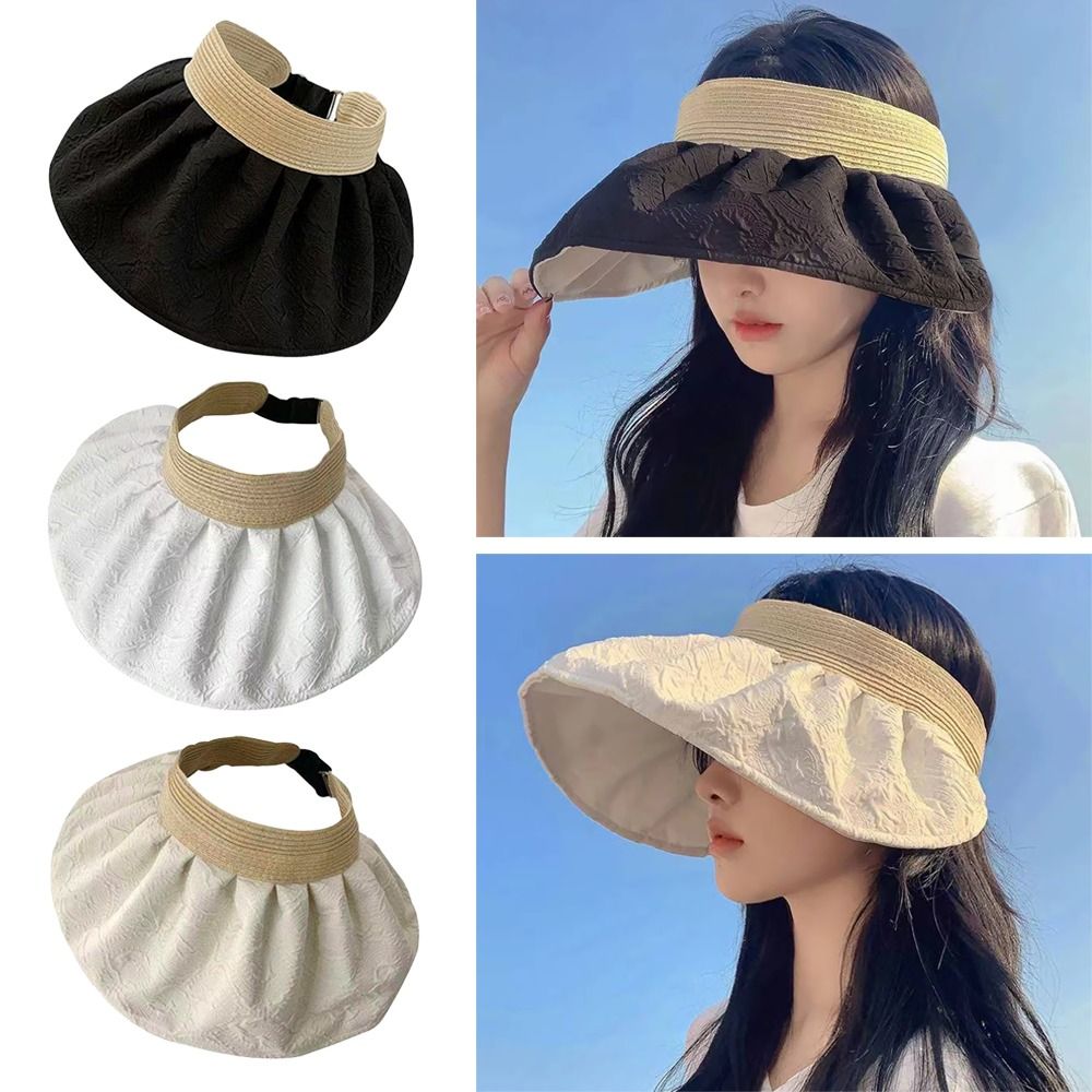 Wide Brim Visor Hat Solid Casual Sunscreen Travel Beach Hat UV Protection
