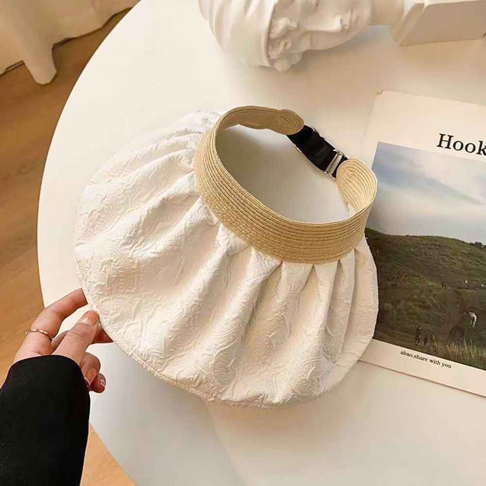 Wide Brim Visor Hat Solid Casual Sunscreen Travel Beach Hat UV Protection