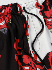 Devil Head Men's Quick Dry Swim Trunks Loose Beach Shorts Swimwear