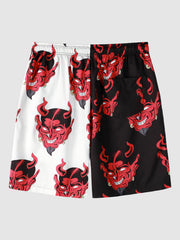 Devil Head Men's Quick Dry Swim Trunks Loose Beach Shorts Swimwear