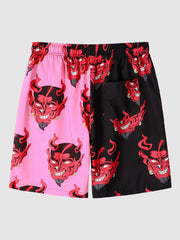 Devil Head Men's Quick Dry Swim Trunks Loose Beach Shorts Swimwear