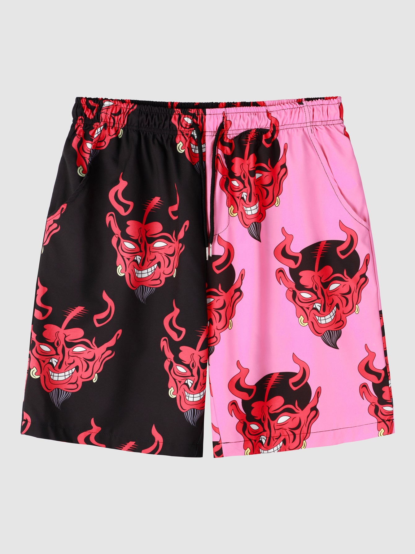 Devil Head Men's Quick Dry Swim Trunks Loose Beach Shorts Swimwear