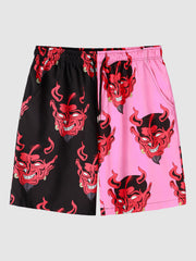 Devil Head Men's Quick Dry Swim Trunks Loose Beach Shorts Swimwear