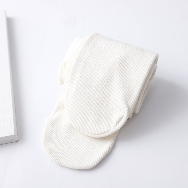 Girls Ribbed Knit Pantyhose for Autumn and Spring