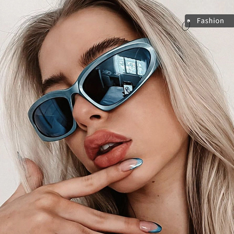 Y2K Wrap Around Sunglasses Mirrored UV400 Sun Shades