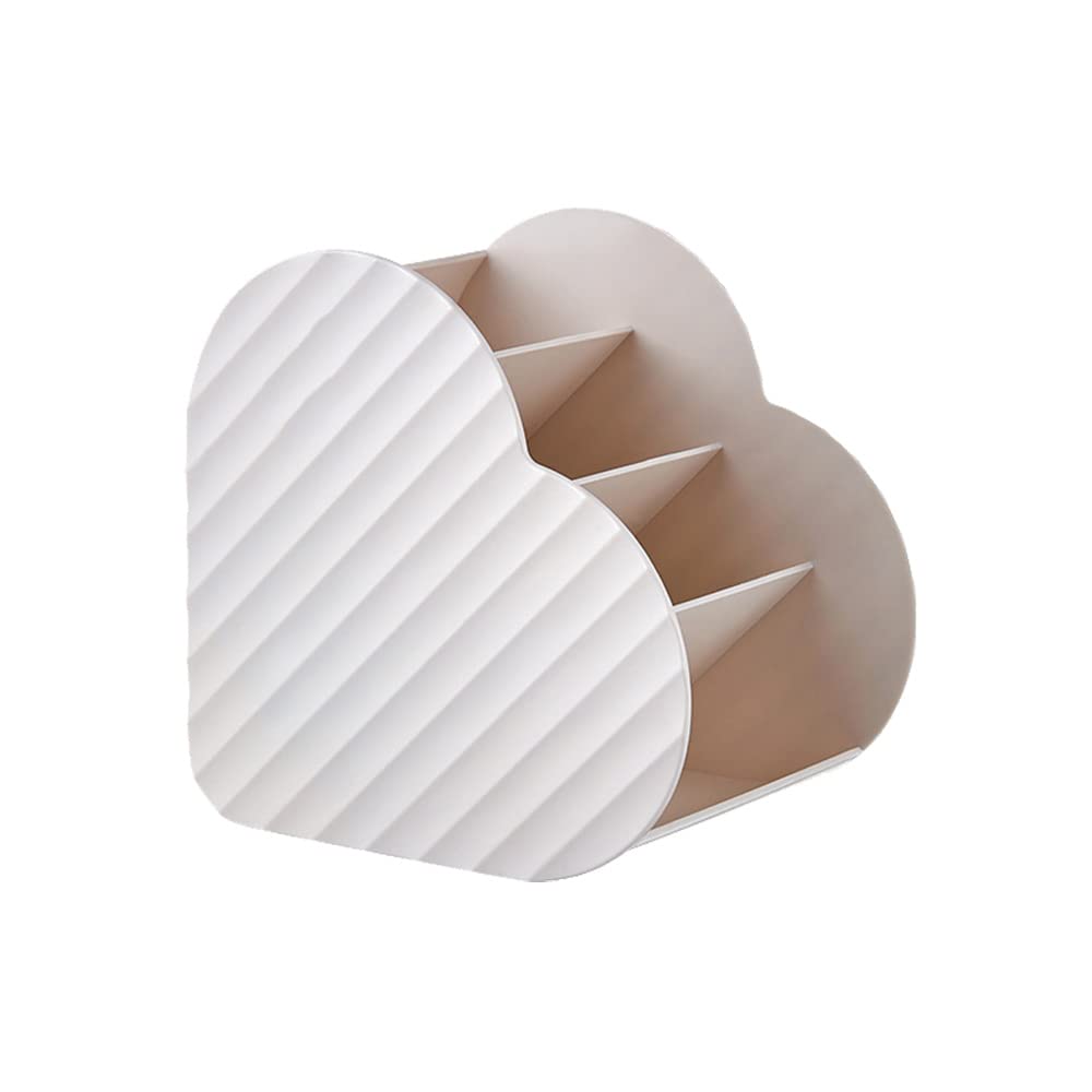 Makeup Brush Holder Organizer Heart Shape 4 Slot Cup for Vanity Bathroom