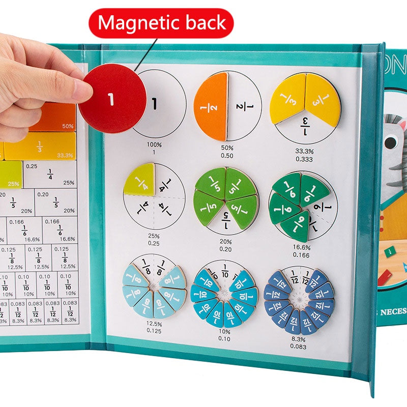 Wooden Fraction Book Set Educational Math Toys