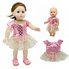 Pink Mermaid Yarn Skirt Swimsuit Rompers for 18 Inch Dolls