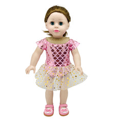 Pink Mermaid Yarn Skirt Swimsuit Rompers for 18 Inch Dolls