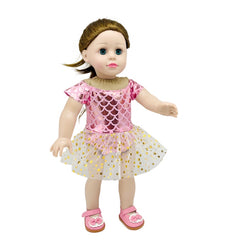 Pink Mermaid Yarn Skirt Swimsuit Rompers for 18 Inch Dolls