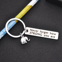 Inspirational Elephant Keychain Never Forget Strong Stainless Steel Keychain