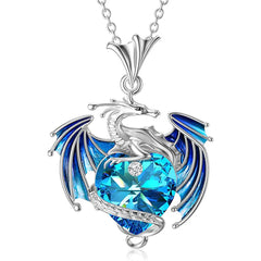Colorful Dragon Rhinestone Pendant Necklace Holiday Gift For Girls