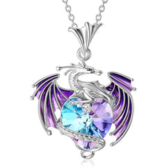 Colorful Dragon Rhinestone Pendant Necklace Holiday Gift For Girls