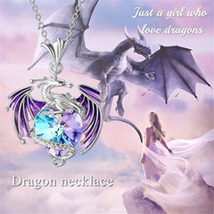 Colorful Dragon Rhinestone Pendant Necklace Holiday Gift For Girls